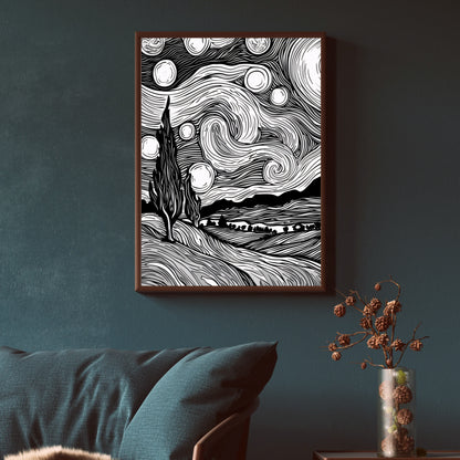 Abstract line Art Scenery Framed Wall Art