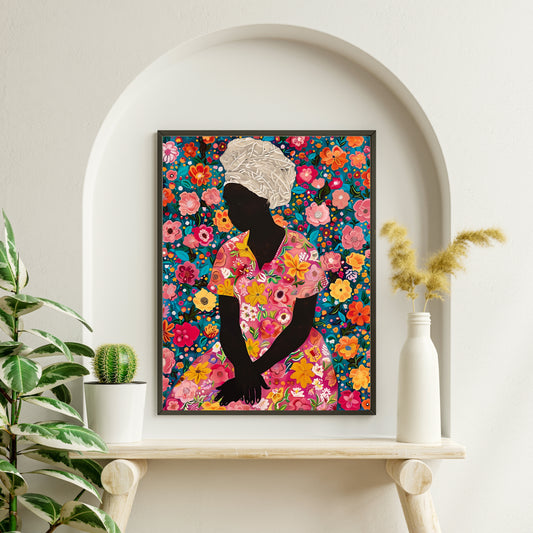 African Women With Flowers Framed Wall Art