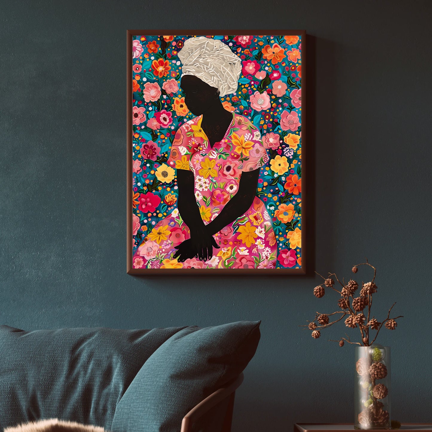 African Women With Flowers Framed Wall Art