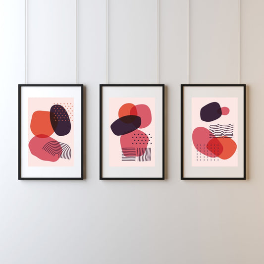 Set of 3 Minimalist Boho Modern Art Framed Wall Art