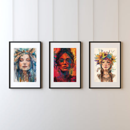 Set of 3- Women Pop Art Framed Wall Art