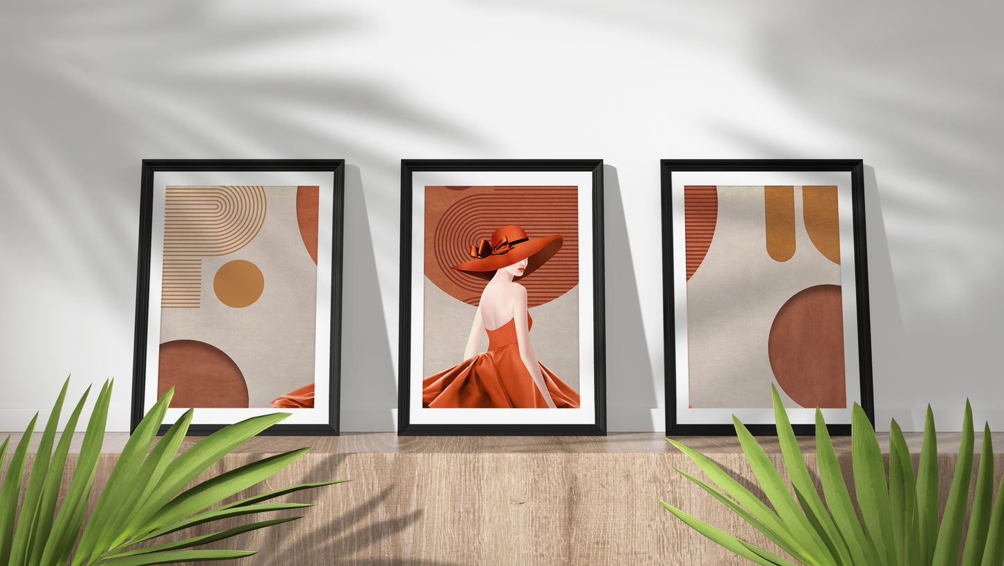 Set of 3- Women Abstract Art Framed Wall Art