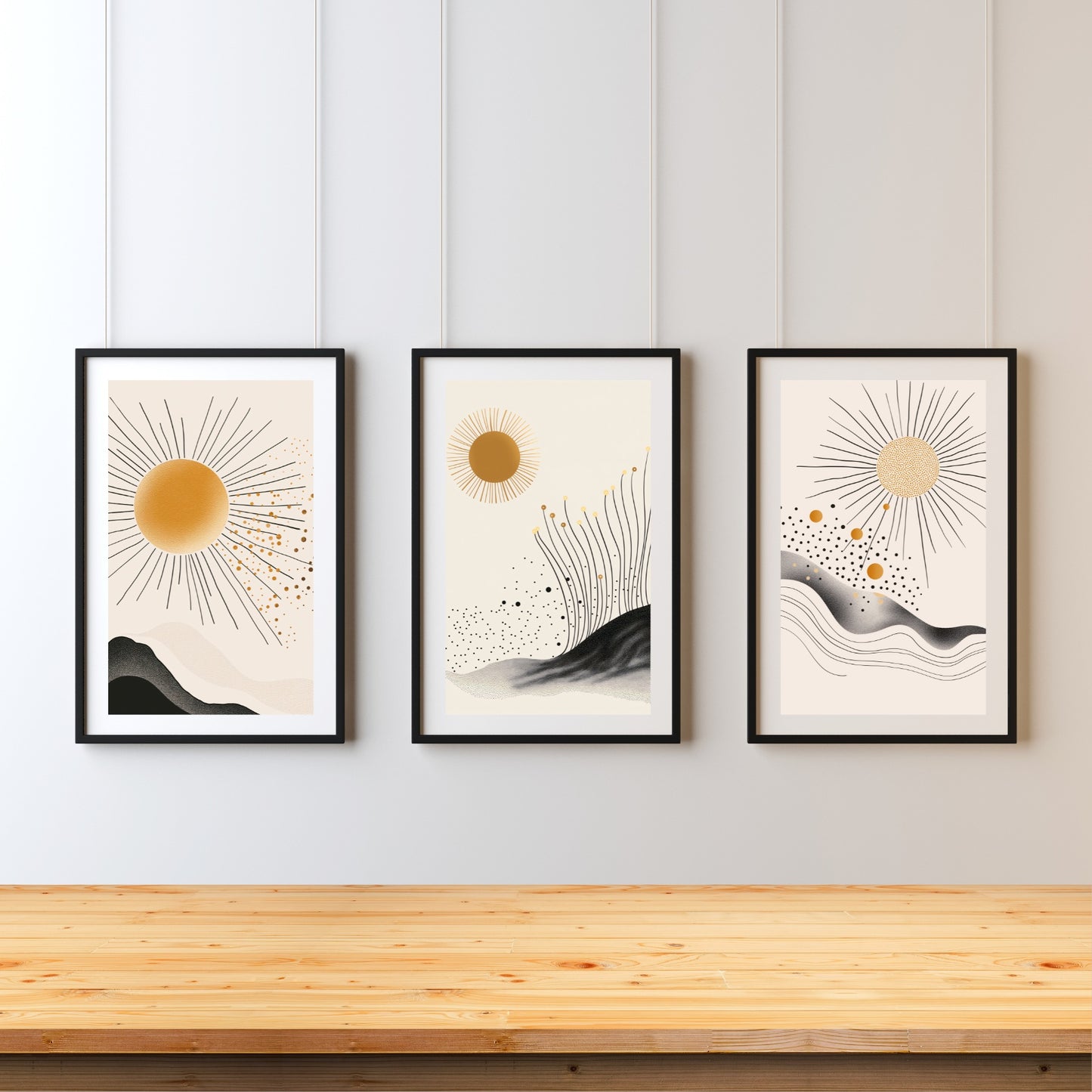 Set of 3 Boho line Art Framed Wall Art (Copy)