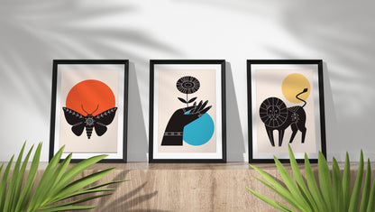 Set of 3 Abstract Boho Modern Art Framed Wall Art